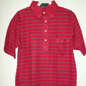 2 MEN'S SPORT POLOS -- 1 RED ROSS SPORT POLO - 1 RED & BLUE JANTZEN POLO SIZE M